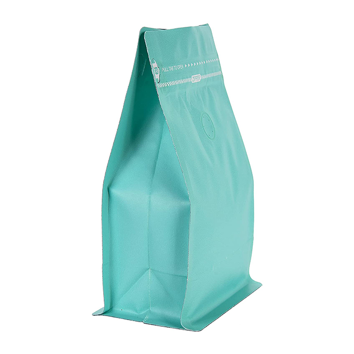 Blue Flat Bottom Matte Aluminum Foil Zipper Coffee Bag with Valve